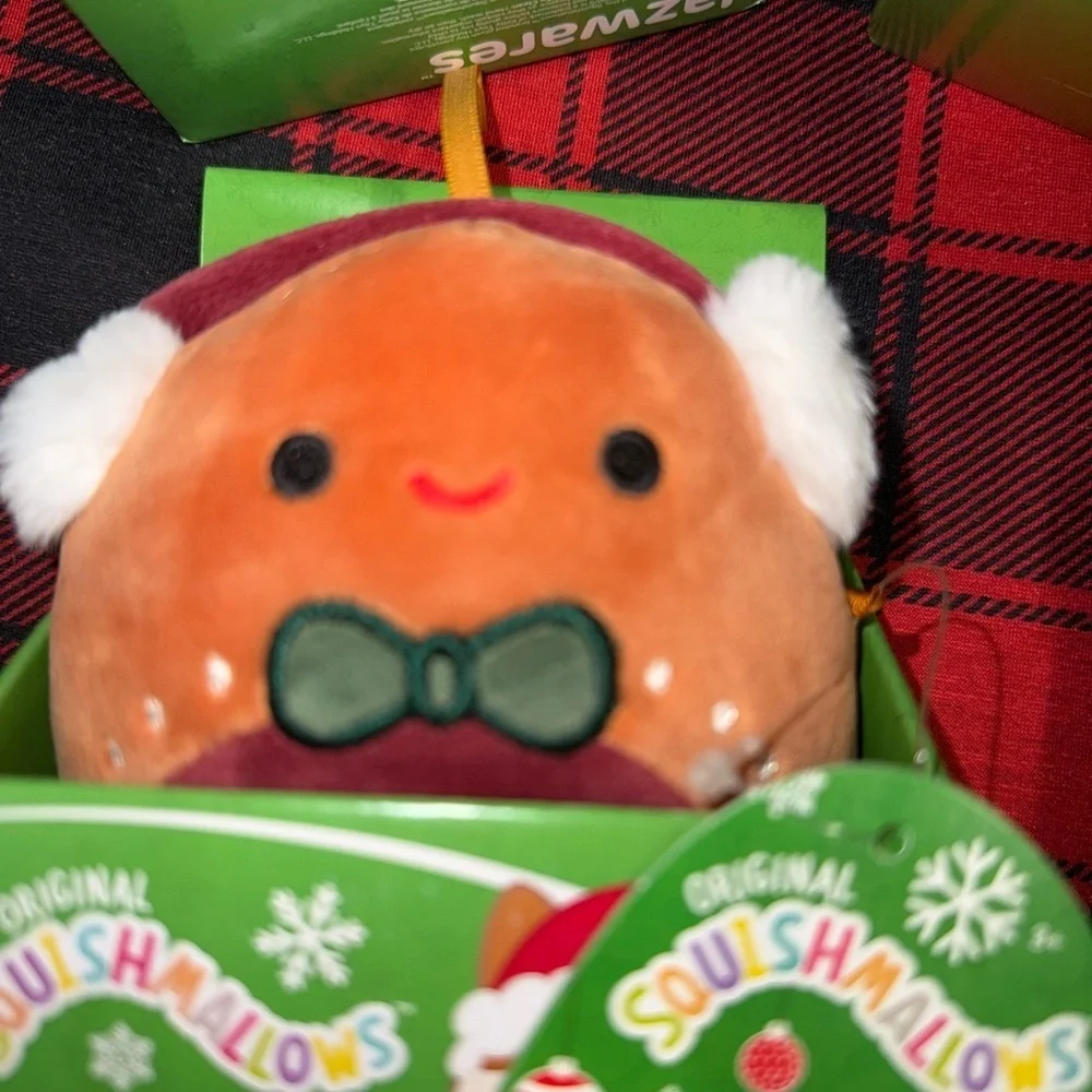 Set of 4 NEW Christmas Squishmallow Ornaments Santa Nick, Dray, Cash, Murray